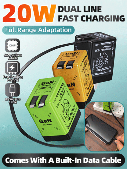 Comes with retractable data cable mobile phone fast charging head