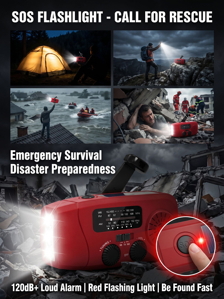 Multifunctional Hand-Cranked Emergency Lighting Radio🔦⚙️No batteries needed, just shake it manually to generate electricity, never runs out of power