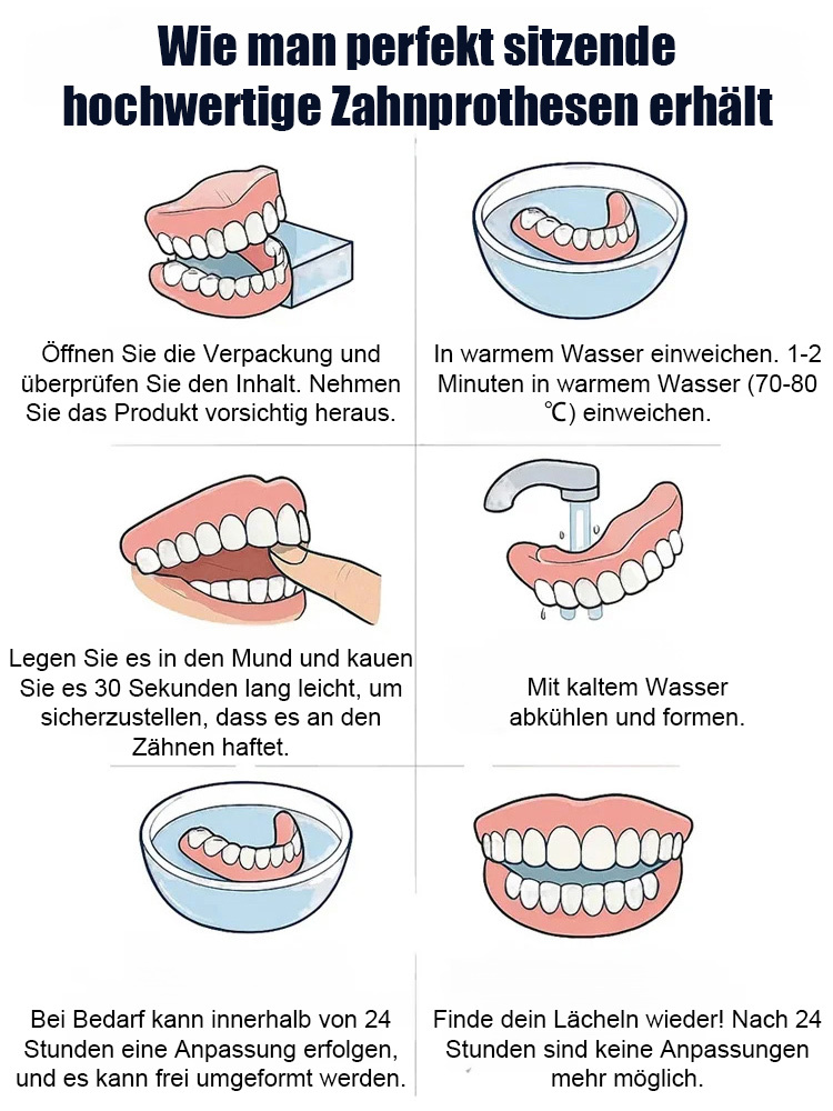 【🔥Nur für kurze Zeit: 1 kaufen, 1 gratis!🔥】[Hergestellt in den USA] Maßgefertigtes Komplett-Zahnprothesen-Set【👍Mehrfach zertifiziert, lebensmittelechte Materialien, sicher in der Anwendung! 👍】