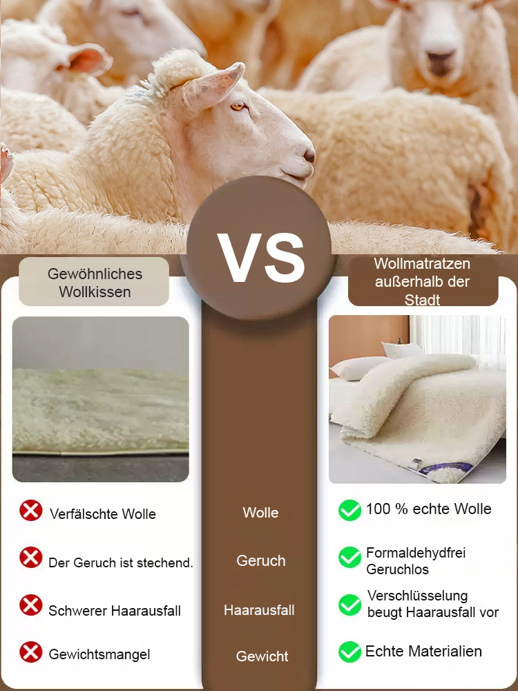 100% Australische reine Schafwolle AB doppelseitig verdickte Matratzenauflage