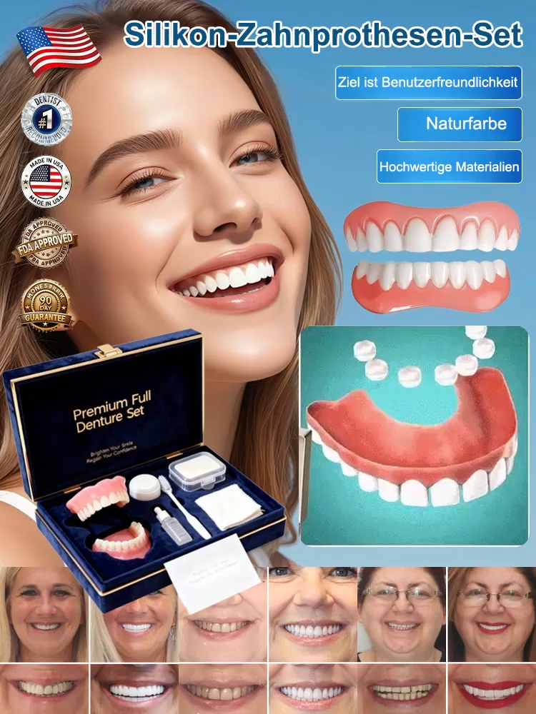 [Hergestellt in den USA, FDA-zertifiziert] Maßgefertigtes Komplett-Zahnprothesen-Set