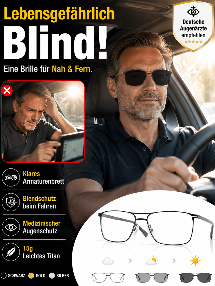 【Niedrigster Preis aller Zeiten, nur heute!】Intelligente, lichtempfindliche, selbsttönende, hochauflösende Blaulichtfilter-Lesebrille