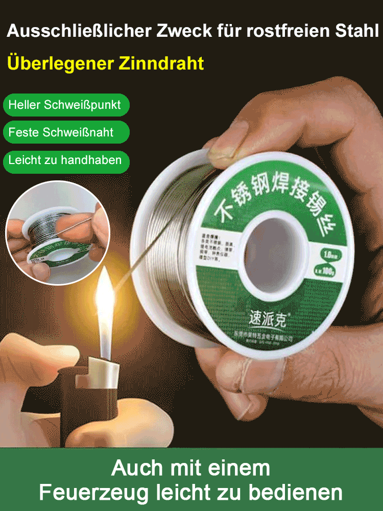 Schweiß- und Reparaturzinndraht für rostfreien Stahl【Niedriger Schmelzpunkt, kann verwendet werden, solange Feuer brennt! Starkes Schweißen, bricht 50 Jahre lang nicht!】
