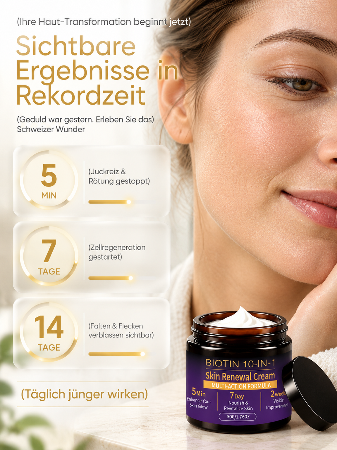 【14 Tage risikolos testen!】Schweizer Bioaktives Biotin 10-in-1 ReparaturcremeFür Männer und Frauen geeignet – persönlich getestet und wirksam!