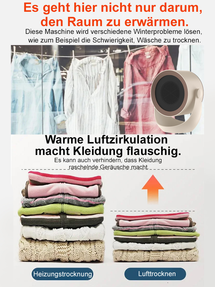 【Heizt sich in 3 Sekunden auf】Multifunktionaler Schnellheizlüfter【Kann 200 m² erwärmen】