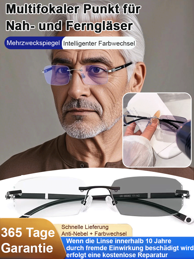 Diamantgeschliffener Rand Randlose Anti-Blaulicht-Farbwechselbrille