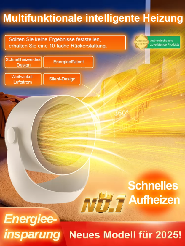【Heizt sich in 3 Sekunden auf】Multifunktionaler Schnellheizlüfter【Kann 200 m² erwärmen】