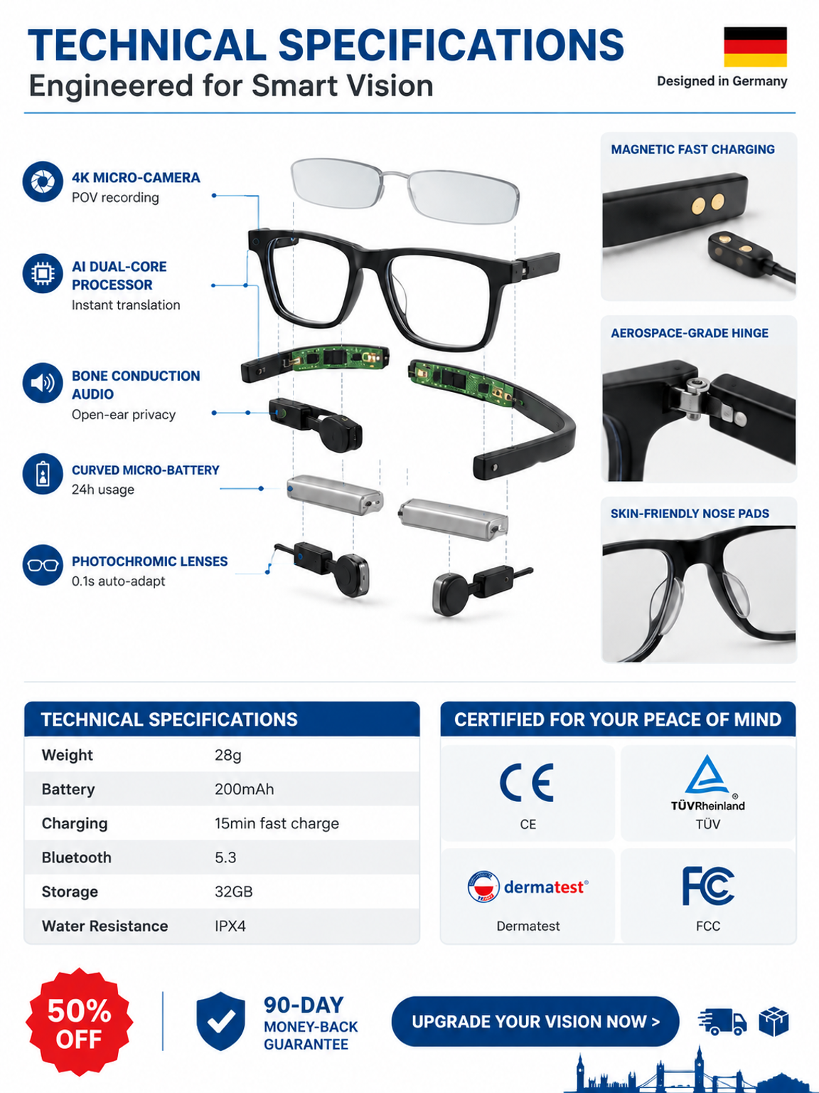 【AI-Powered Color-Changing Smart Translation Glasses】Sync 30+ Languages, No more barriers!