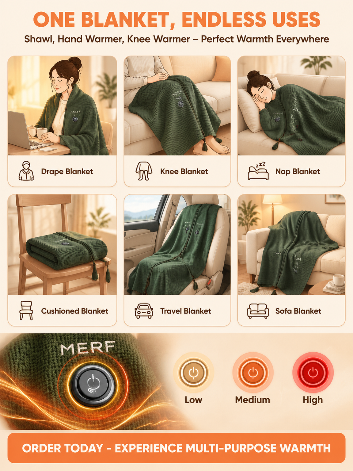 USB Heated Graphene Warming Blanket,Heated Shawl. ❄️🔥 15s Rapid Heat defeats winter instantly!