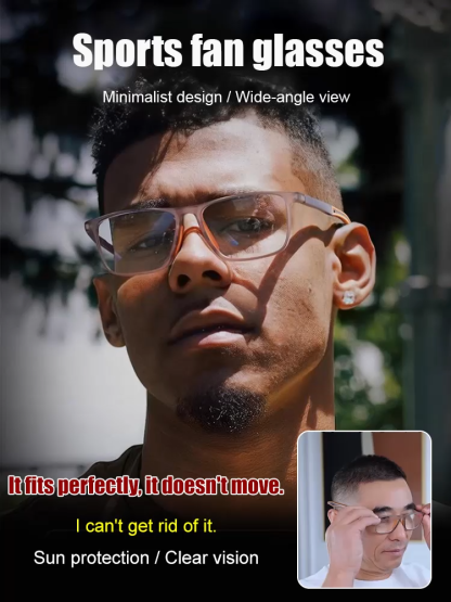 Sports-style 2-in-1 UV-protective photochromic reading glasses