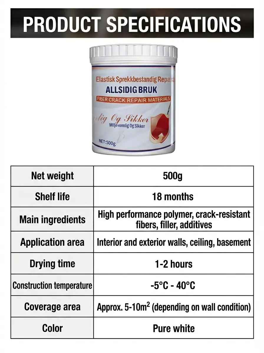 【Suitable for both interior and exterior walls】Elastic Crack-Resistant Wall Repair Paste