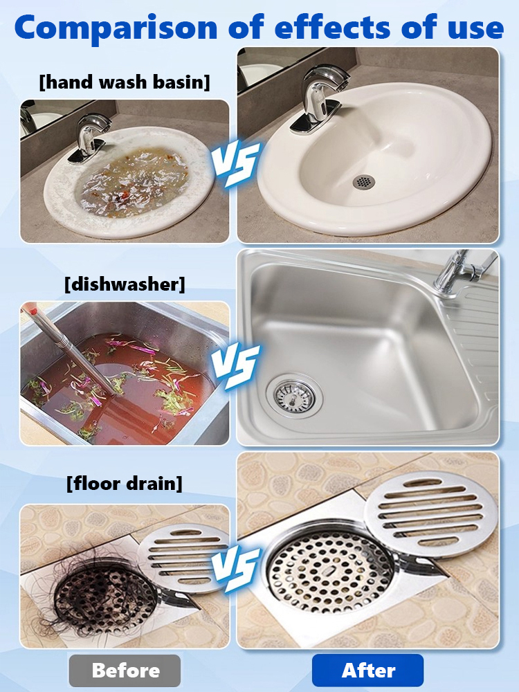 【100% dissolves pipe grime 😄】Deodorizing & Sterilizing Pipe Cleaner✅Unblocks clogged pipes in 3 seconds