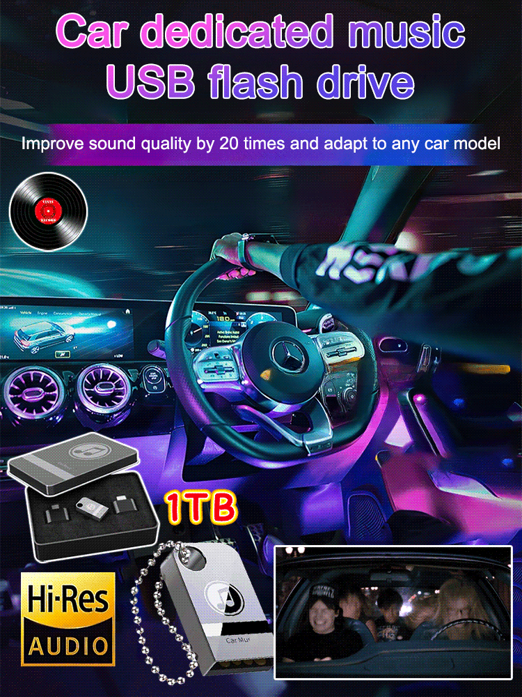 【8D Surround Sound】🔥High-quality in-car music USB, packed with over 3,000 popular songs, makes driving feel like you're at a music festival!