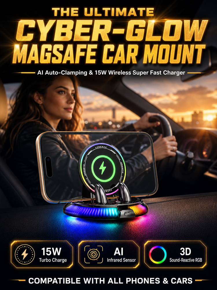[AI Intelligent Sensing] 15W Ultra‑Fast Wireless Charging：1‑second instant magnetic attachment, 360° full‑rotation design, keep your focus on driving!  >