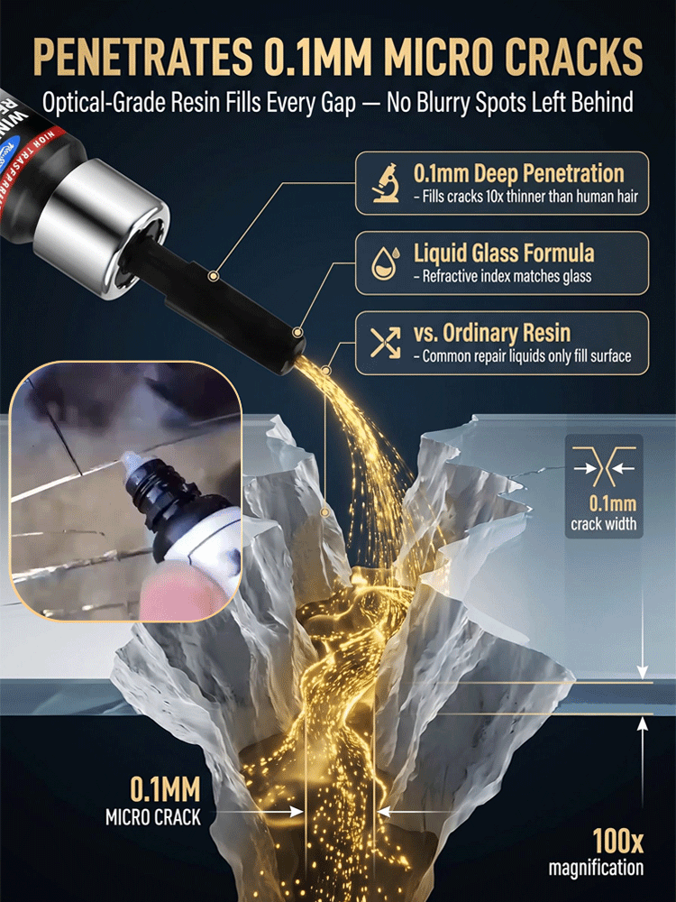 Automobile Glass Crack Repair Fluid🌟Repariere Glassprünge wie ein Profi in 3 Minuten✨️Durable and clear glass fix🌟
