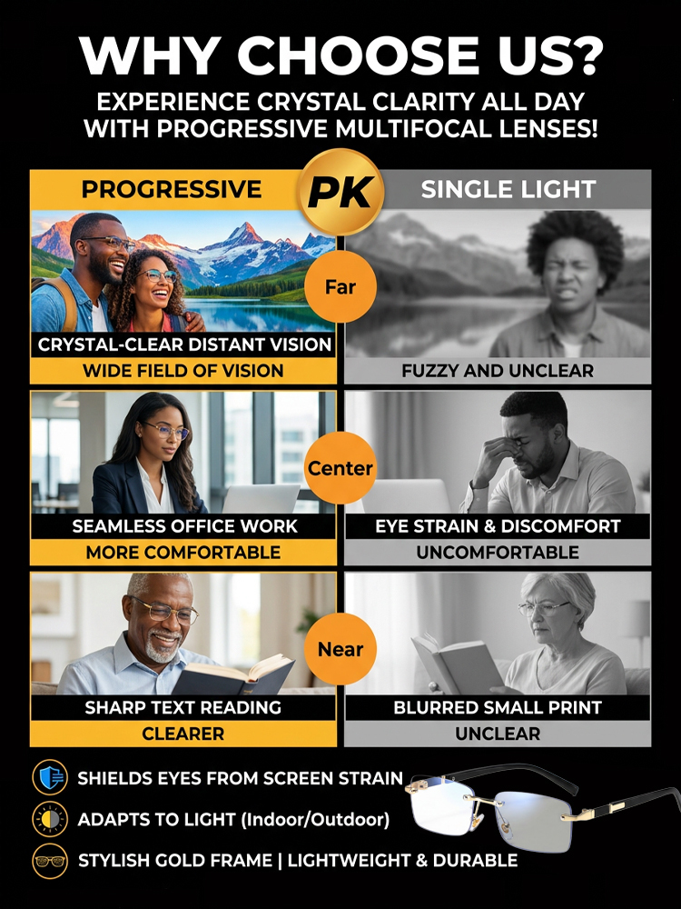 【Purchase once for lifetime use】Photochromic, blue light blocking, frameless reading glasses