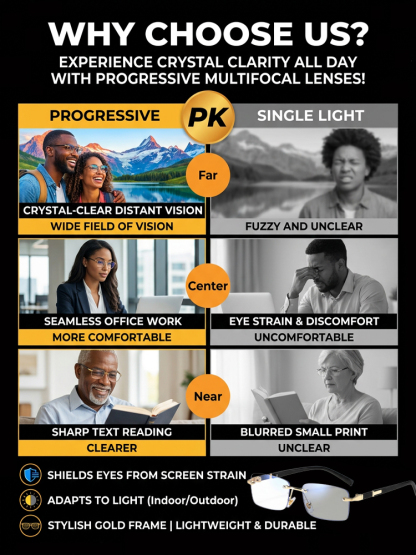 【Purchase once for lifetime use】Photochromic, blue light blocking, frameless reading glasses