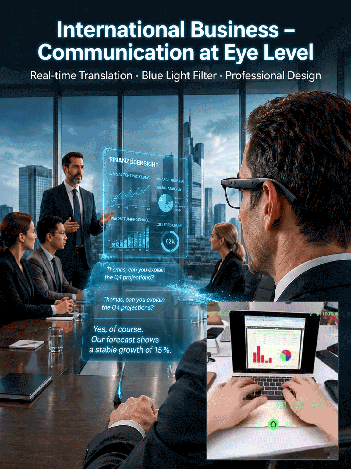 【AI-Powered Color-Changing Smart Translation Glasses】Sync 30+ Languages, No more barriers!