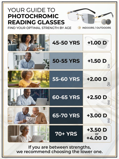 【Purchase once for lifetime use】Photochromic, blue light blocking, frameless reading glasses