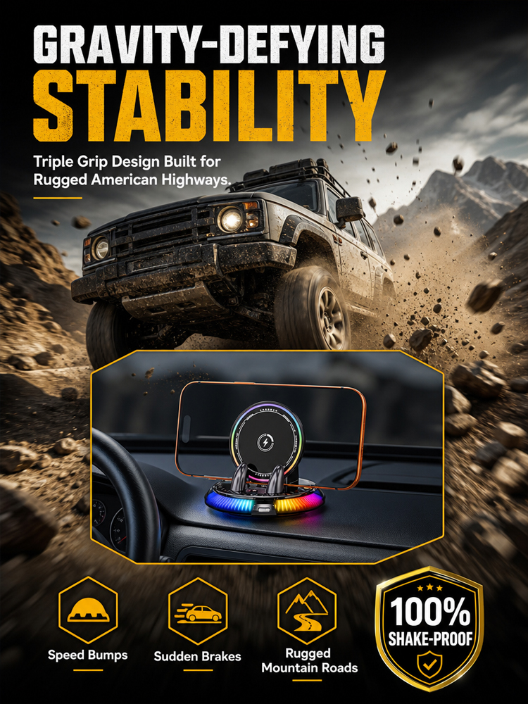 [AI Intelligent Sensing] 15W Ultra‑Fast Wireless Charging：1‑second instant magnetic attachment, 360° full‑rotation design, keep your focus on driving!  >