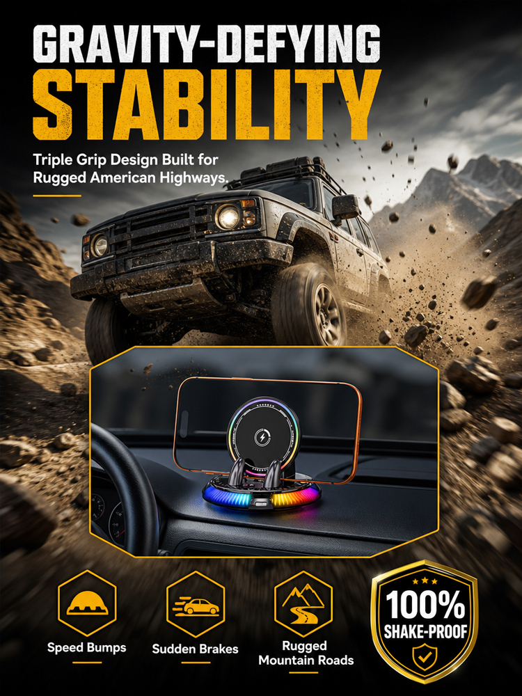 [AI Intelligent Sensing] 15W Ultra‑Fast Wireless Charging：1‑second instant magnetic attachment, 360° full‑rotation design, keep your focus on driving!  >