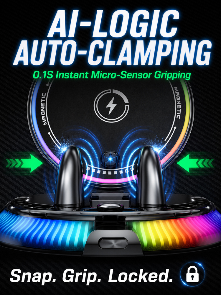 [AI Intelligent Sensing] 15W Ultra‑Fast Wireless Charging：1‑second instant magnetic attachment, 360° full‑rotation design, keep your focus on driving!  >