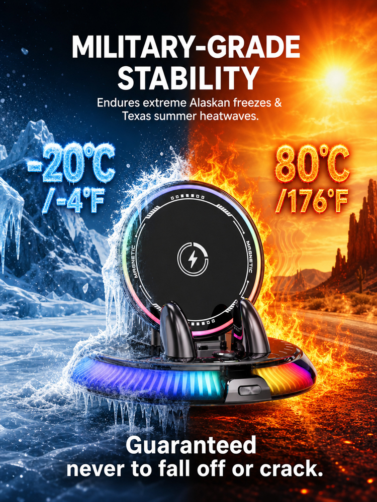 [AI Intelligent Sensing] 15W Ultra‑Fast Wireless Charging：1‑second instant magnetic attachment, 360° full‑rotation design, keep your focus on driving!  >