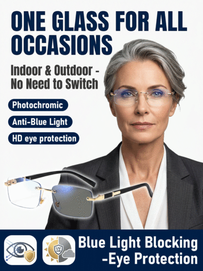 【Purchase once for lifetime use】Photochromic, blue light blocking, frameless reading glasses