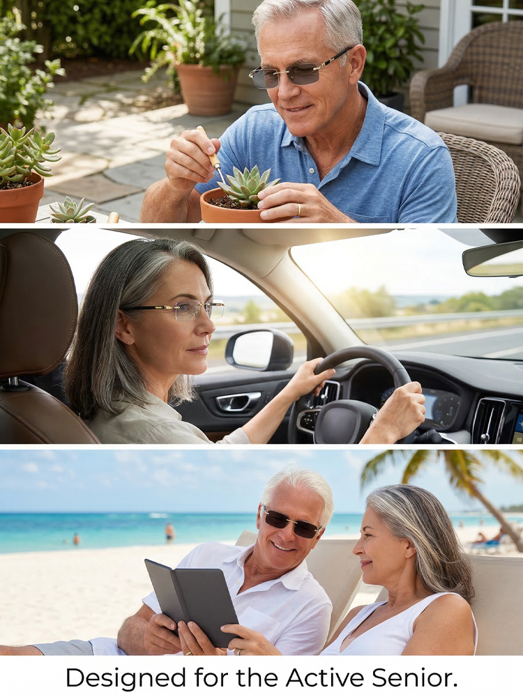 【Purchase once for lifetime use】Photochromic, blue light blocking, frameless reading glasses