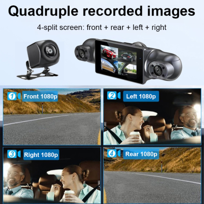 Four-lens high-definition driving recorder🎞️Full HD recording｜360° 24/7 protection for your car