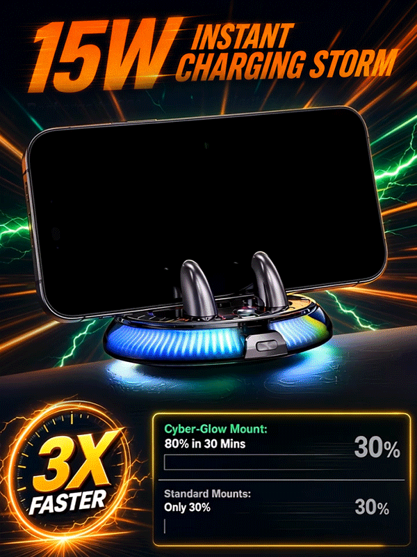 [AI Intelligent Sensing] 15W Ultra‑Fast Wireless Charging：1‑second instant magnetic attachment, 360° full‑rotation design, keep your focus on driving!  >