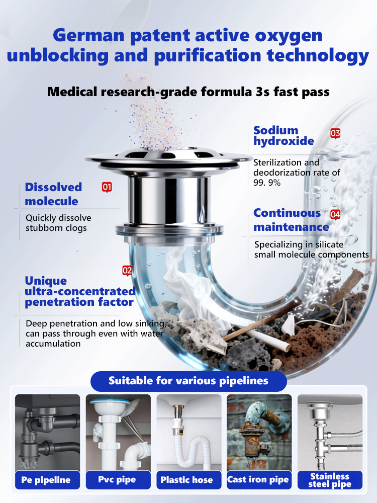 【100% dissolves pipe grime 😄】Deodorizing & Sterilizing Pipe Cleaner✅Unblocks clogged pipes in 3 seconds