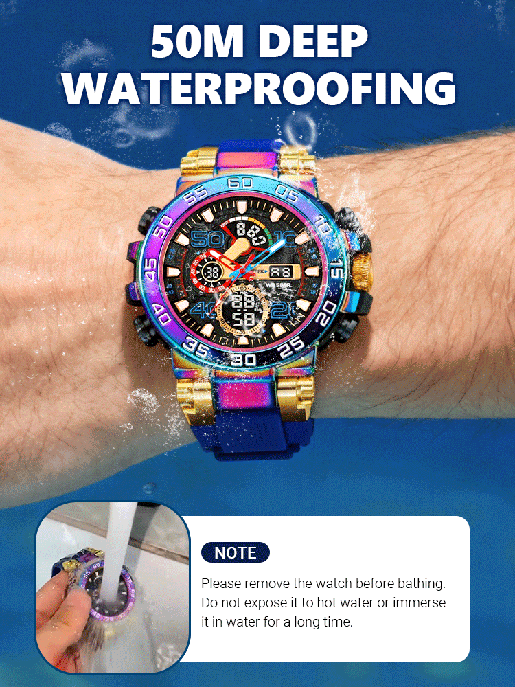 【50-meter water resistance】 Sports waterproof watch