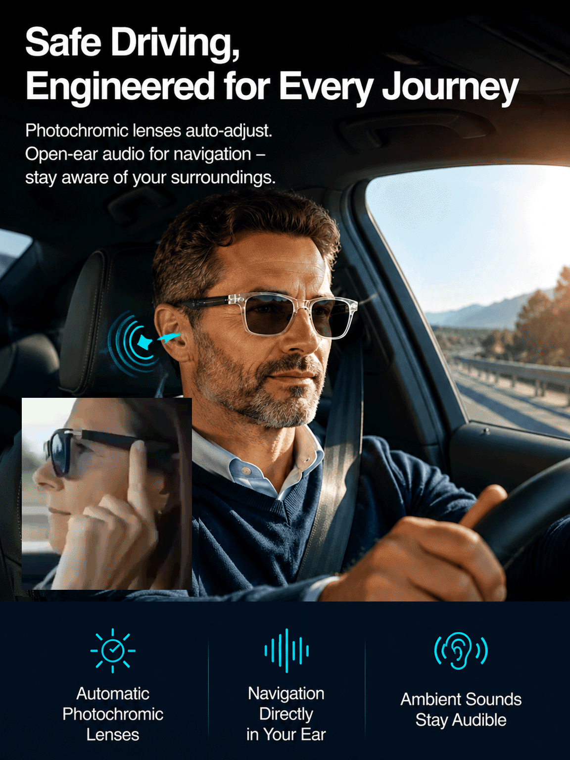 【AI-Powered Color-Changing Smart Translation Glasses】Sync 30+ Languages, No more barriers!