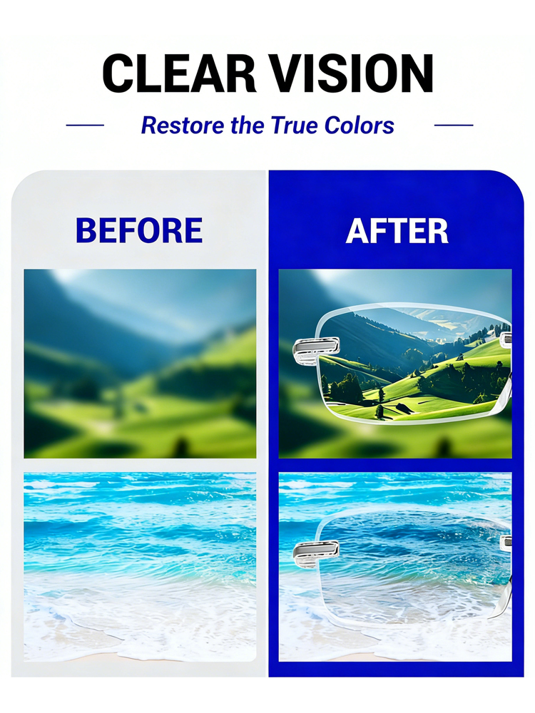 【Purchase once for lifetime use】Photochromic, blue light blocking, frameless reading glasses