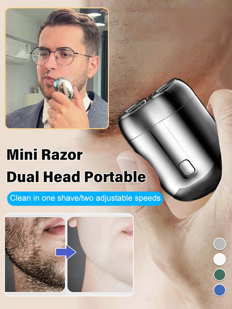 New Model Mini Dual-Head Electric Shaver：Highly efficient shaving ✂️ 360° silky smooth shaving care