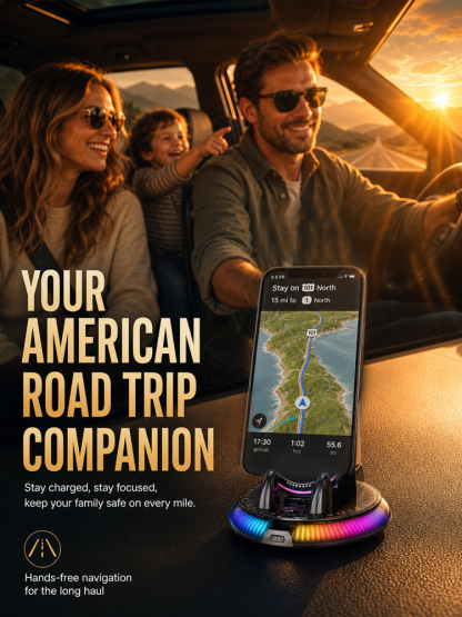 [AI Intelligent Sensing] 15W Ultra‑Fast Wireless Charging：1‑second instant magnetic attachment, 360° full‑rotation design, keep your focus on driving!  >