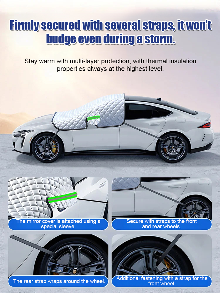Car sunshade with anti-frost and snow protection