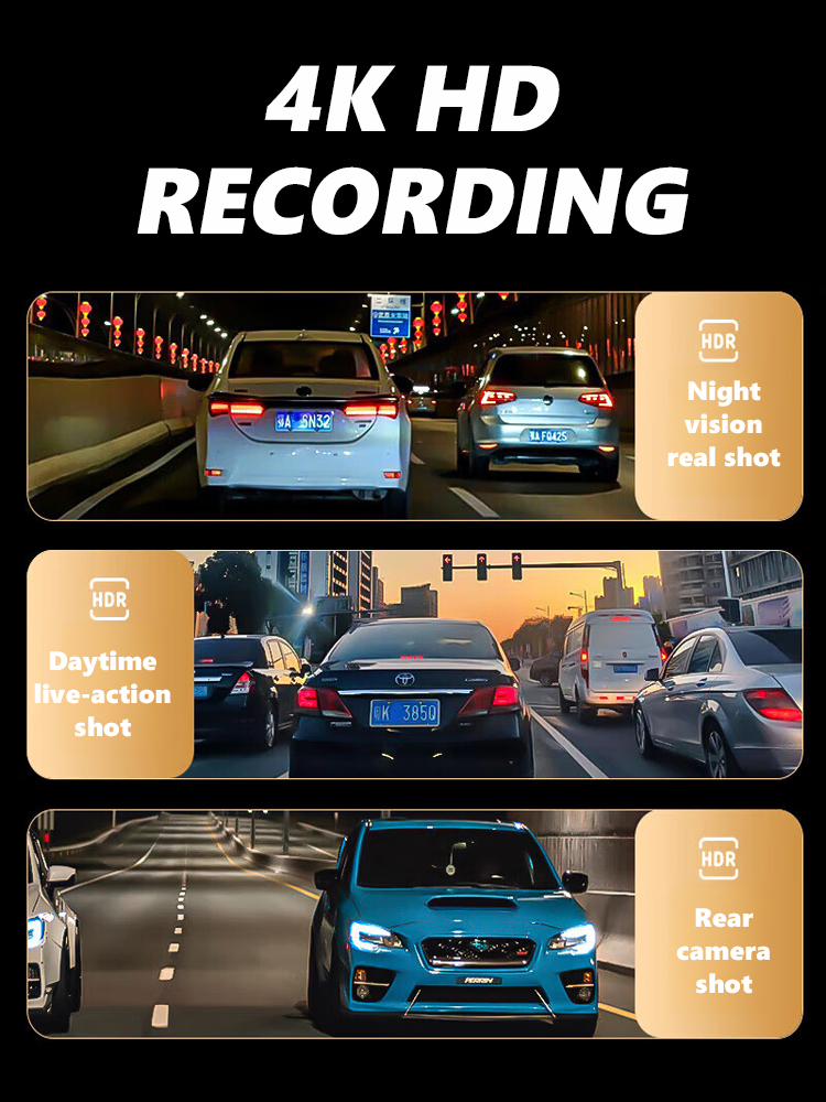 【50% OFF! 】4K Ultra HD Dash Cam - Triple Recording (Front/Rear/Cabin), F1.8 Night Vision, WiFi APP Control, 170° Wide Angle