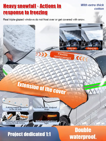 Car sunshade with anti-frost and snow protection