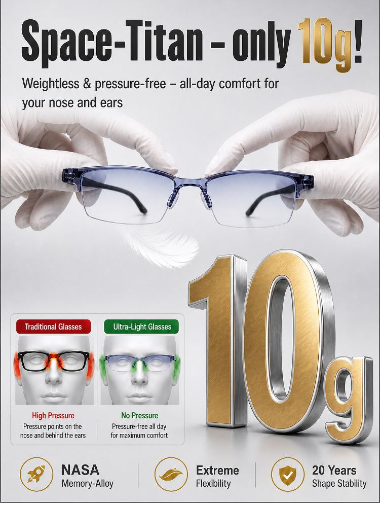 【Smart Adjustable Frameless Blue Light Filter Presbyopic Glasses】Auto-adjust to 4K Clarity, No More Swapping Glasses!