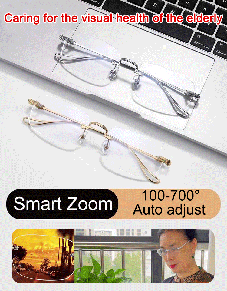 Smart automatic focus adjustment for +1.00 to +7.00 diopters (D)