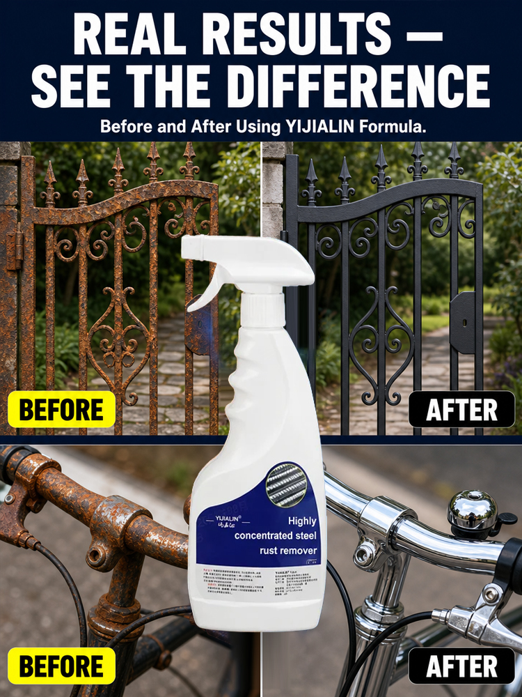 【Quick Rust Removal】🚀 Dual-Action Rust Eraser: Spray 10 mins to clean metal, No more stubborn corrosion!