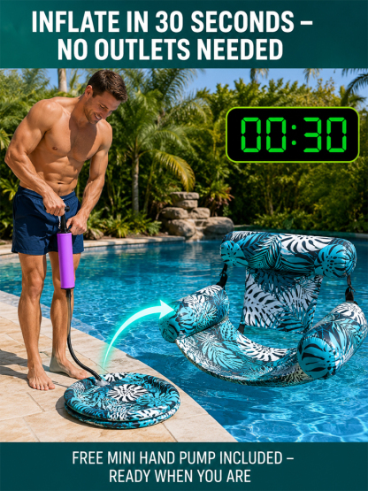 Foldable Float: FREE Pump Included Durable inflatable water chair Foldable & Portable for Travel.🌊