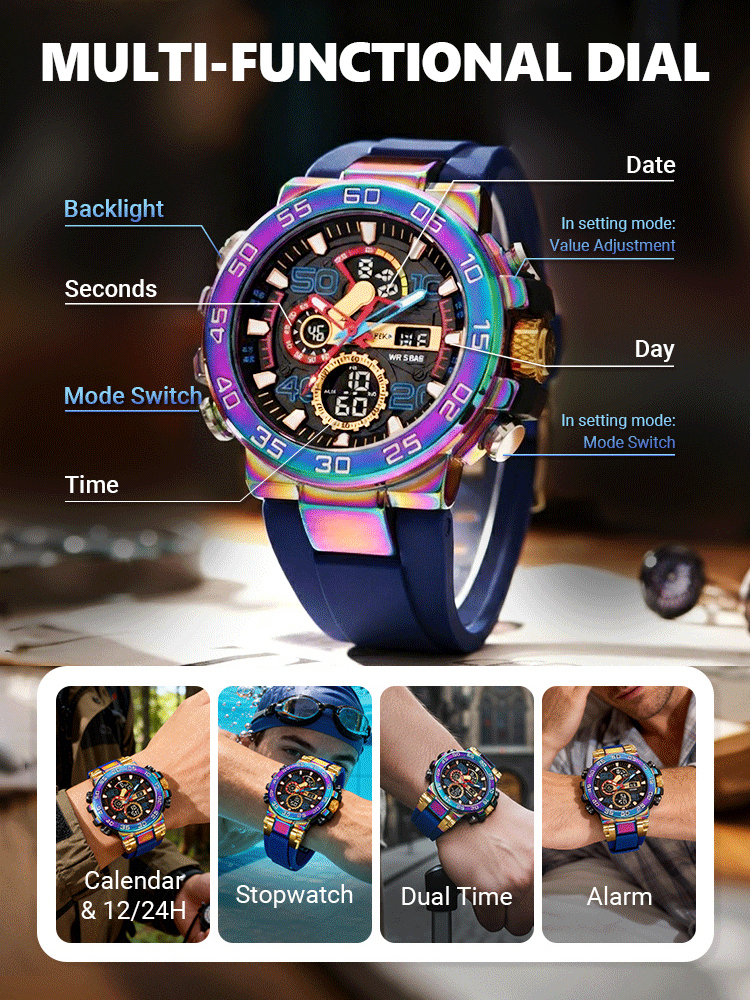 【50-meter water resistance】 Sports waterproof watch