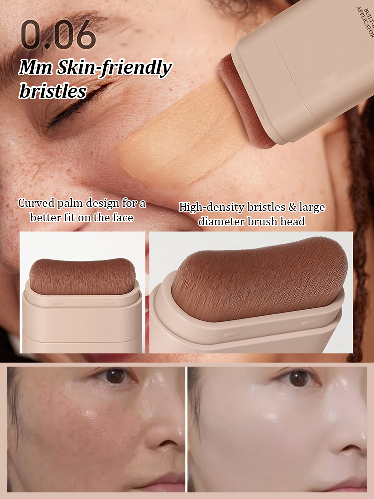 Dual-ended foundation stick with brush