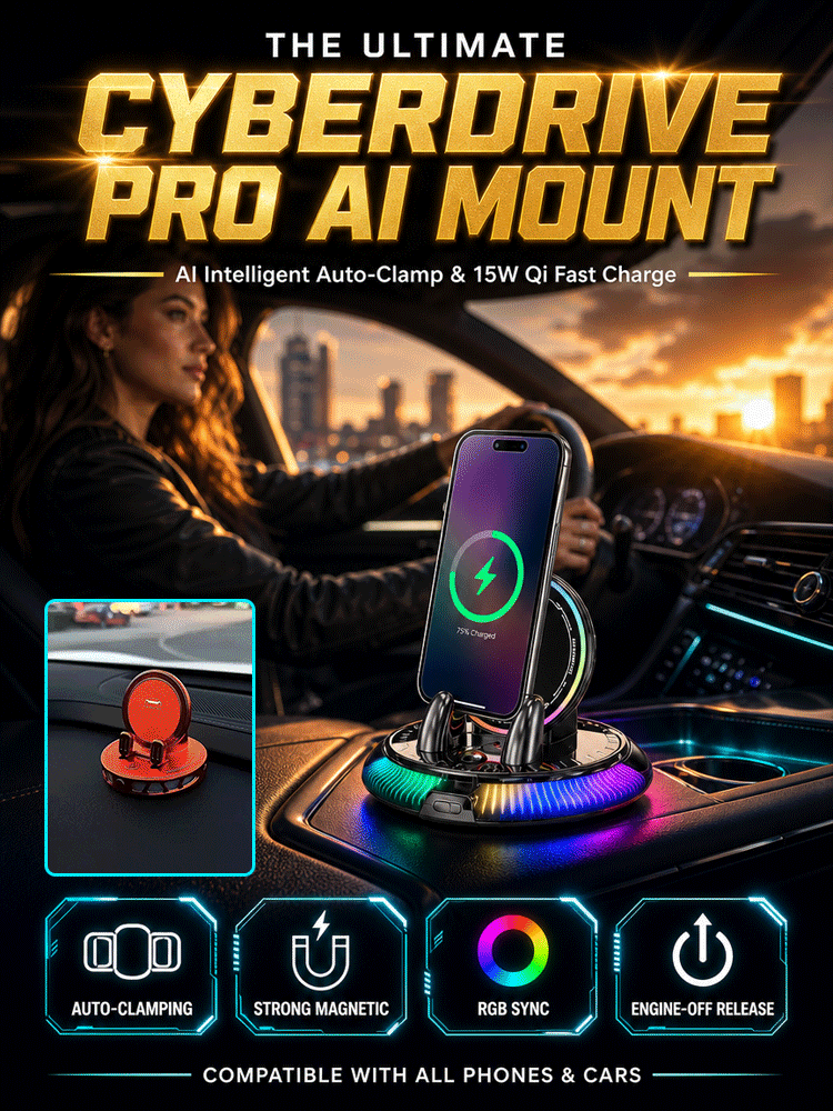 [AI Intelligent Sensing] 15W Ultra‑Fast Wireless Charging：1‑second instant magnetic attachment, 360° full‑rotation design, keep your focus on driving!  >