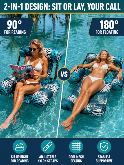 Foldable Float: FREE Pump Included Durable inflatable water chair Foldable & Portable for Travel.🌊