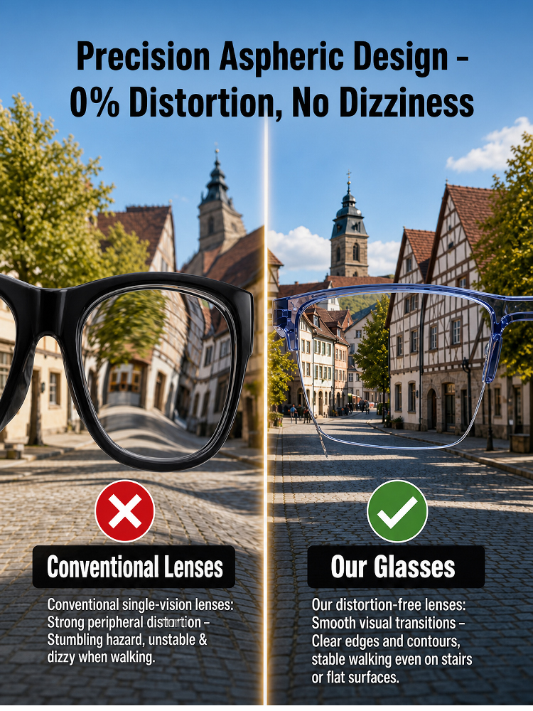 【Smart Adjustable Frameless Blue Light Filter Presbyopic Glasses】Auto-adjust to 4K Clarity, No More Swapping Glasses!