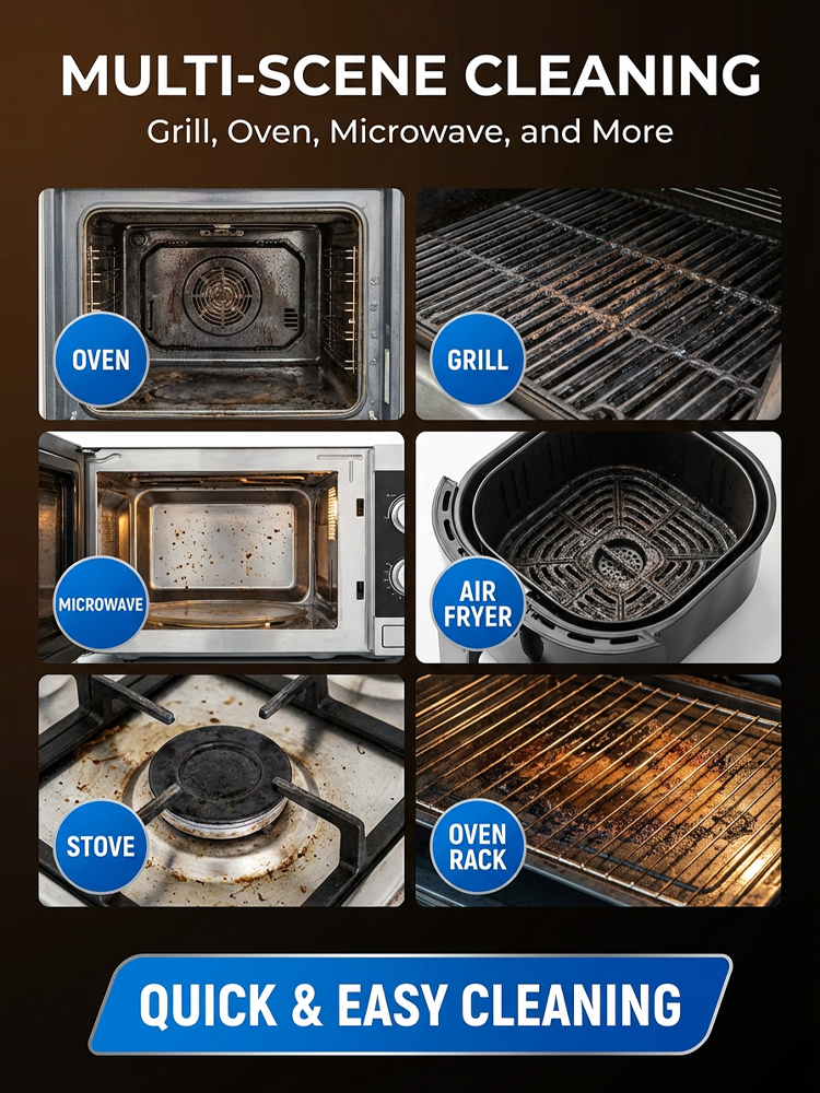 【Clean instantly with just one spray💧】Oven and grill cleaner